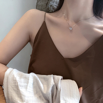 Square pendant necklace crystal choker female Korean version of chic simple and generous student Mori Net red short neck strap