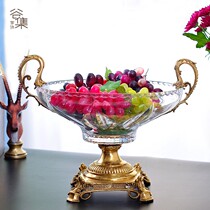 American extravaganza transparent crystal glass inlaid copper fruit bowls European style upscale big fruit tray Living room Home Decorative Pendulum