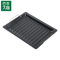 Bamboo and wood big coffee barbecue tools accessories Household barbecue plate Korean non-stick frying plate Outdoor barbecue plate 30*25cm