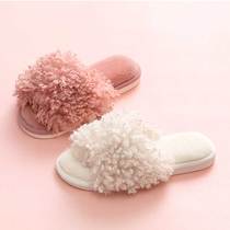ABS love each other hairy slippers female winter autumn winter thick bottom silent Teddy wool cotton drag cute moon slippers
