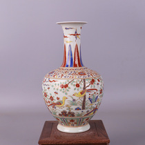 Mingcheng Hua Doucai gold flower and bird picture Ornamental Porcelain antiques folk collection handmade old goods ornaments