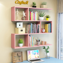 Bookshelf wall shelf non-perforated wall Wall wall rack living room partition hanging cabinet bedroom wall cabinet wall shelf