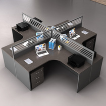 Office Computer Desk Screen Station Staff Table 4 6 People 4 Employees Booth Desk Chair Composition