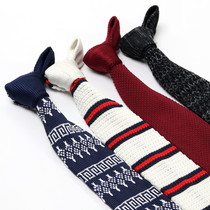 6cm Joker British Korean version of European and American style leisure time Joker tie wool flat head type narrow version of still knitted tie