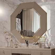 European and American background wall bathroom mirror creative octagonal bathroom decoration large mirror art porch Golden Wall Mirror