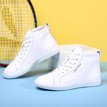 Yimei womens shoes 2021 spring leather casual high-top shoes genuine leather white sports high-top sneakers womens small white shoes