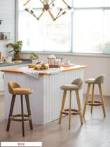 Fashion four-legged stool European chair photography bar stool solid wood chair modern simple bar chair hotel coffee shop high chair