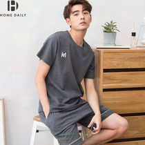  Modal mens short-sleeved pajamas Mens summer thin spring and summer cotton shorts cotton home service suit men zs
