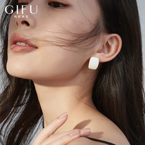 Large white square earrings 202021 new fashion stud earrings sterling silver large earrings women retro port wind Hepburn