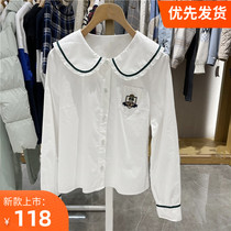 2022 Spring new Korean version Embroidery Little Bear Doll Collar Shirt Woman JK Academy Wind Shirt TTYA221204P