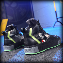 Autumn 2019 new mens shoes Breathable High board shoes canvas shoes tide color color mens board shoes leather graffiti tide shoes