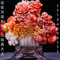 Ju Tan Pavilion Fujian Shoushan Stone rich flower basket flower carving crafts housewarming gifts home ornamental ornaments