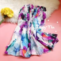 100% true silk half-body dress in skirt white bottom material floral with DU clock