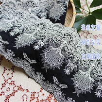 Wide 15cm Black and white retro Pineapple Flowers Embroidered Flower Cotton Fabric Lace curtains Bed Goods Sofa Tablecu Fabric fabric