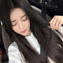 Wig female long straight hair invisible no trace full head Korean version of black middle bangs simulation long hair natural and realistic