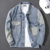 Spring Autumn Season Retro splicing jacket Mens Han version Trend Loose Casual Jacket Tide Card Tooling Sports Denim