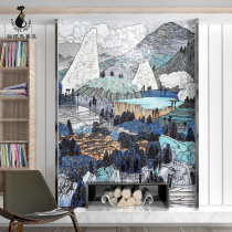 Cats eye glass mosaic tile fine cut painting art puzzle Living room TV background wall entrance parquet mural