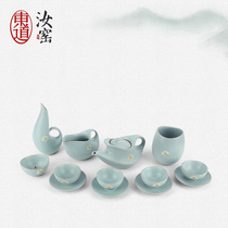 Dongdong Ruyao Gongfu tea set Tea cup can be raised ceramic open piece limited collection version of the whole set of wind and waves tea set