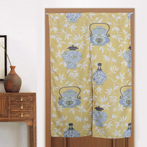 Chinese curtain fabric Feng Shui door curtain windshield Japanese kitchen half curtain partition curtain cotton linen non-perforated household