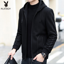 Playboy woolen coat mens short hooded Korean trend autumn and winter Nizi jacket thickened mens tide