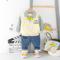 Boys spring clothes suit 2 handsome and trendy children Two sets of spring autumn one-year-old baby children clothes boy Yangqi 3