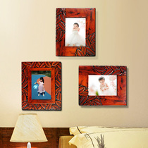 Chinese photo frame hanging wall seven inch non-hole solid wood peach wood photo A4 size retro living room decoration photo frame