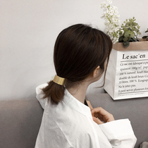 Metal brushed curved square piece head rope leather band Korean hipster Mori womens simple adult hair rope headgear leather band