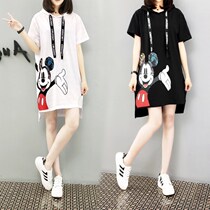 Tide brand 2021 women Summer new size fat mm loose slim T-shirt dress fashion trend belly dress