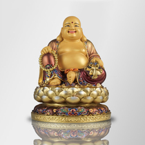 Taiwan copper painted Maitreya Buddha worship laughing Buddha da du fo wei lai fo seated home living room lucky decoration