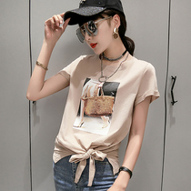 European version of the short-sleeved T-shirt womens summer 2021 new fashion print small shirt personality all-match loose slimming top t tide