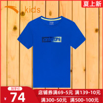 Ahn Stepping Boy Clothing Boy Short Sleeve T-shirt CUHK Tong Pure Cotton Clothes Summer New Children Sports Summer Clothes Officer Net Students