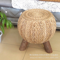 Shoe changing stool rattan handmade stool children's small round stool home solid wood creative small bench production factory small stool