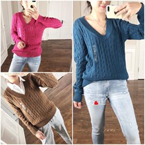 (Canada XL) Ms. Tommy Tommy Autumn Twist Thick V-Collar Academic Knitted Sweater