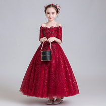 Girl Walking Show Gown Flowers Princess Princess Dress Fluffy Dress Fluffy Childrens Birthday Evening Gown Small Host Piano