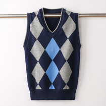 Boys waistcoat outside wearing foreign air Han version knitted vest children sweater waistcoat Waistcoat Thickened with a large Scout Shoulder Tide