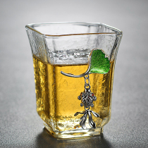 Big porcelain hall cloisonne inlaid tin tea cup creative 925 silver pendant heat-resistant glass Kung Fu Tea Cup master Single Cup