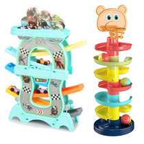 Childrens gliding rail car toys fun puzzle multi-storey parking lot boys and girls baby sliding car