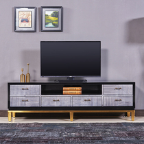 Light luxury Nordic complete small apartment modern minimalist paint gold-plated floor cabinet living room solid wood furniture TV cabinet storage