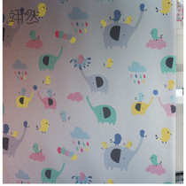 Cartoon window glass film bathroom opaque non-glue glass sticker bathroom color elephant circle
