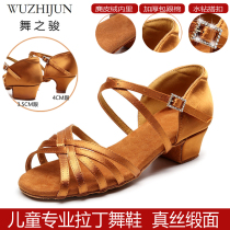 Professional Latin Dance Shoes Girl Girl Young Children Young Children Beginners National Standard Dance Shoes Low and Soft Bottom Practice Dancing Shoes