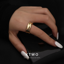 South Koreas new fashion kgold simple corrugated tail ring female ins small net red tide cold wind opening ring
