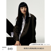 RandomPiece winter new Australian wool mixed splicing design without collar suit jacket clamp suit woman