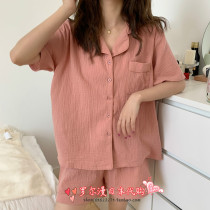 Japan Soft Honeys Summer Sweet minimalist pure cotton loose short sleeve home Sleeping Suit Women Suit