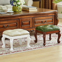Children American solid wood small board stool short stool round home living room sofa stool for shoe-changing stool Fono-style tea table stool