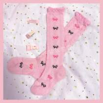 Xiaoxis soft world Japanese cute pink bow jk uniform lolita calf socks