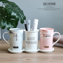 Mouthwash cup set Ceramic couple washing cup A pair of brushing cups Marbled toothbrush cup Household dental cylinder