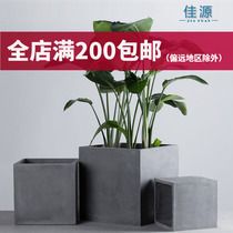 Jiayuan square large cement flower pot personality modern simple style magnesium mud flower pot Villa garden landscape