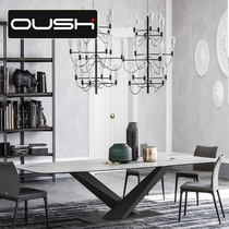 Nordic marble dining table rectangular designer post-modern small family dining table light luxury dining table and chair combination