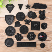 Embroidery leather computerized embroidery chapter embroidery cloth affixed black small badge embroidery label clothes decorative repair ding decal