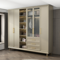 Light extravagant solid wood wardrobe modern minimalist white large closet locker Sliding Door Bedroom American Furniture Custom